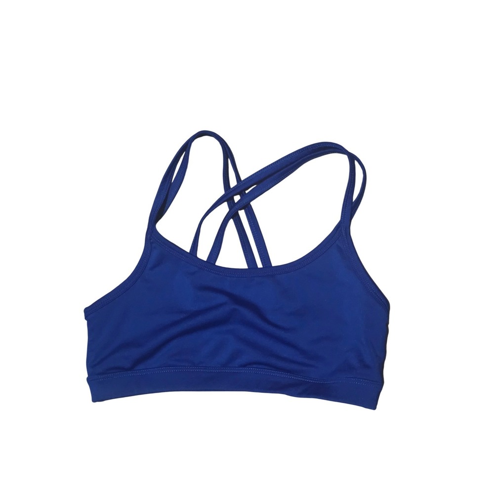 Rubber Doll Womens Royal Blue Strappy Cross Back Wireless Sports Bra Small